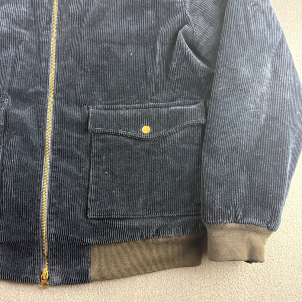 Bonobos Bomber Jacket Men's L Blue Corduroy Sherpa Collar Flap Pockets Quilted - Picture 5 of 10